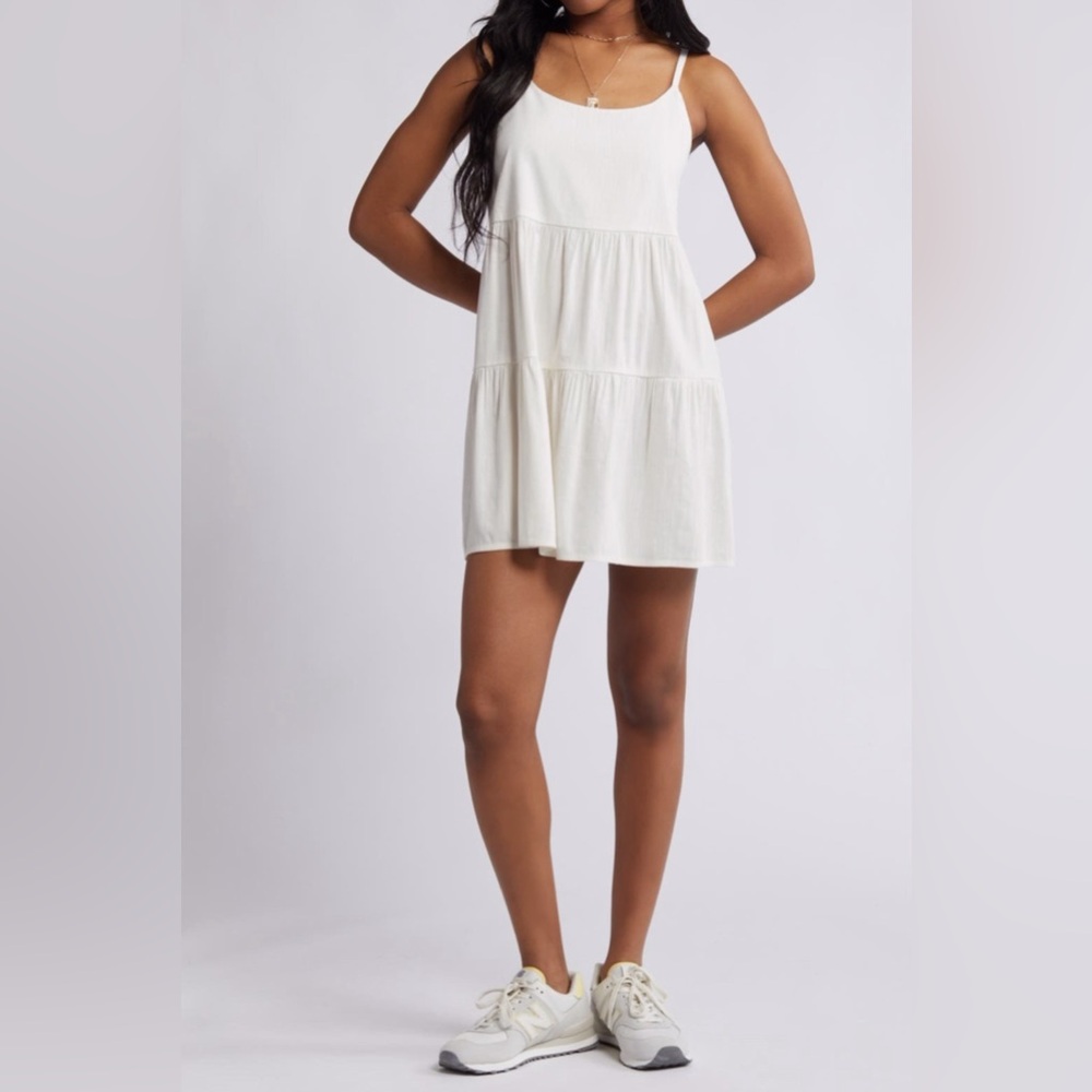 BP Tiered Cotton Mini Sundress - White - size Medium
